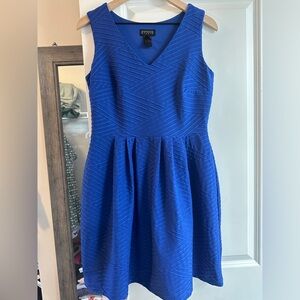 Gorgeous Blue Knee-Length Textured Sleeveless Dress